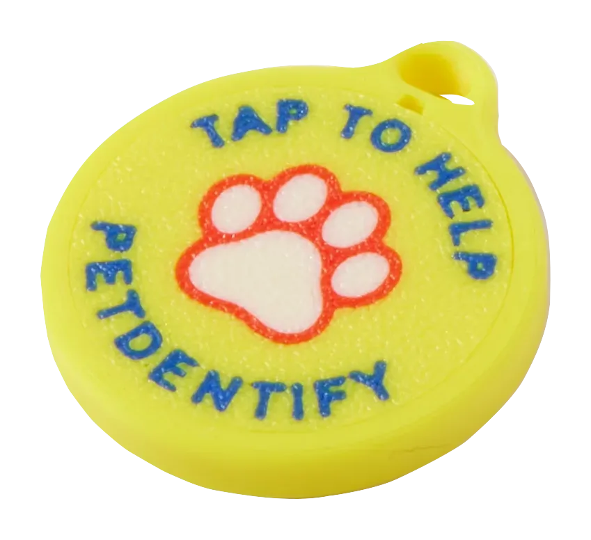 Yellow PetDentify tag